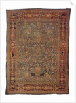 Amida carpet depicting the emblem of Emir: lion attacking bull by Anonymous