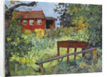 Garden with Red House by Anonymous