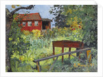 Garden with Red House by Anonymous
