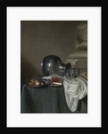 Still Life with a Pewter Jug, a glass of ale, a salt cellar and a bread roll by Anonymous