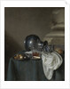 Still Life with a Pewter Jug, a glass of ale, a salt cellar and a bread roll by Anonymous