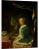 A young lady playing a clavichord by Anonymous