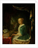 A young lady playing a clavichord by Anonymous