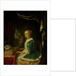 A young lady playing a clavichord by Anonymous