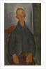 Seated boy with red hair and grey jacket by Anonymous
