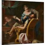 Dionysius, tyrant of Syracuse and his daughters removing his beard by Anonymous