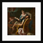 Dionysius, tyrant of Syracuse and his daughters removing his beard by Anonymous