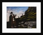 Herder with flock by Anonymous