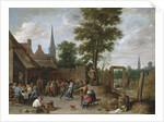 A village inn with peasants dancing and merry making to the music of a hurdy-gurdy by Anonymous