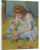 Yung girl playing with a doll by Anonymous