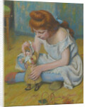Yung girl playing with a doll by Anonymous