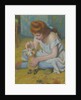 Yung girl playing with a doll by Anonymous