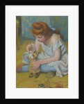 Yung girl playing with a doll by Anonymous