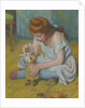 Yung girl playing with a doll by Anonymous
