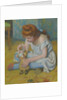 Yung girl playing with a doll by Anonymous