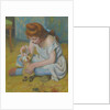 Yung girl playing with a doll by Anonymous