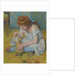 Yung girl playing with a doll by Anonymous