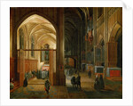 Evening service in a Gothic church by Anonymous