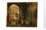 Evening service in a Gothic church by Anonymous