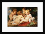 Christ and John the Baptist as Children with two angels by Anonymous