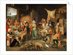 Peasant parlour with noble visitors by Anonymous
