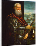 Sebastiano Venier, with the Battle of Lepanto in background by Anonymous