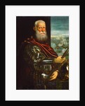 Sebastiano Venier, with the Battle of Lepanto in background by Anonymous