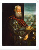 Sebastiano Venier, with the Battle of Lepanto in background by Anonymous