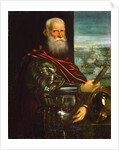 Sebastiano Venier, with the Battle of Lepanto in background by Anonymous