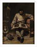 Marc Trapadoux Examining a Book of Prints, ca 1848 by Anonymous