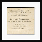 La clemenza di Tito. The first edition of the vocal score, 1795 by Anonymous
