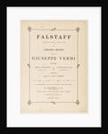 Opera Falstaff: first edition of the original version, 1893 by Anonymous