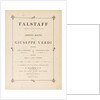 Opera Falstaff: first edition of the original version, 1893 by Anonymous