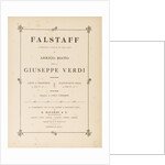 Opera Falstaff: first edition of the original version, 1893 by Anonymous
