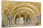 The great castle room, Act III, Set design for opera Otello by Giuseppe Verdi, world premiere, La Sc by Anonymous