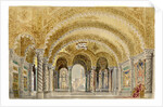 The great castle room, Act III, Set design for opera Otello by Giuseppe Verdi, world premiere, La Sc by Anonymous