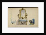 Vanity table, Desdemonas room. Set design for opera Otello by Giuseppe Verdi, world premiere, La Sc by Anonymous