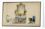 Vanity table, Desdemonas room. Set design for opera Otello by Giuseppe Verdi, world premiere, La Sc by Anonymous