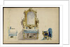 Vanity table, Desdemonas room. Set design for opera Otello by Giuseppe Verdi, world premiere, La Sc by Anonymous
