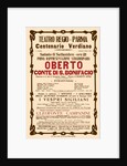 Poster for the opera Oberto conte di San Bonifacio by Giuseppe Verdi in Teatro Regio di Parma, 1913 by Anonymous