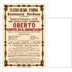 Poster for the opera Oberto conte di San Bonifacio by Giuseppe Verdi in Teatro Regio di Parma, 1913 by Anonymous