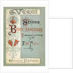 Cover to the first edition of the Libretto of opera Simon Boccanegra by Giuseppe Verdi, 1881 by Anonymous