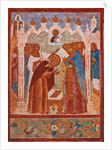 Monastic consecration of Saint Abraham of Rostov. Fresco of the Church of Saint John The Apostle in by Anonymous