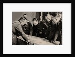 General Heinz Guderian (2nd from right) and the Red Army commissar Borovensky (3nd from right) durin by Anonymous
