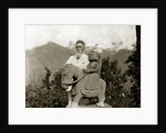 Nicholas Roerich by the equestrian statue of Guga Chauhan at the Kullu Valley, 1932-1933 by Anonymous