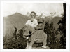 Nicholas Roerich by the equestrian statue of Guga Chauhan at the Kullu Valley, 1932-1933 by Anonymous