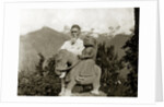 Nicholas Roerich by the equestrian statue of Guga Chauhan at the Kullu Valley, 1932-1933 by Anonymous