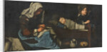 Mother Sewing with Two Children, End of 17th cen by Anonymous
