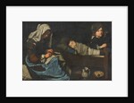 Mother Sewing with Two Children, End of 17th cen by Anonymous