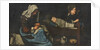 Mother Sewing with Two Children, End of 17th cen by Anonymous
